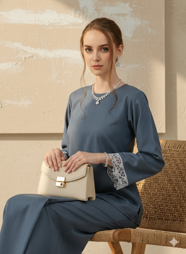 BAJU KURUNG KEDAH FIORA (FANTASY BLUE)